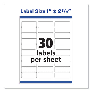 Avery® Easy Peel White Address Labels w/ Sure Feed Technology, Laser Printers, 1 x 2.63, White, 30/Sheet, 250 Sheets/Pack (AVE05960)