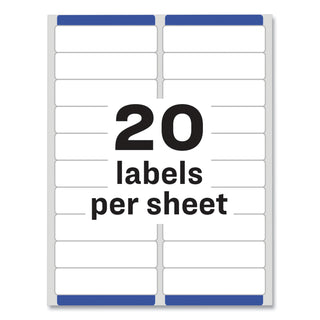 Avery® Easy Peel White Address Labels w/ Sure Feed Technology, Laser Printers, 1 x 4, White, 20/Sheet, 100 Sheets/Box (AVE05161)