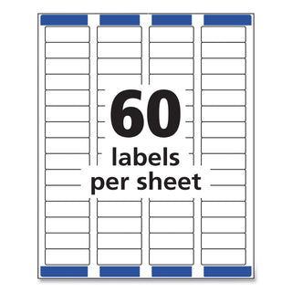 Avery® Easy Peel White Address Labels w/ Sure Feed Technology, Inkjet Printers, 0.66 x 1.75, White, 60/Sheet, 25 Sheets/Pack (AVE8195)