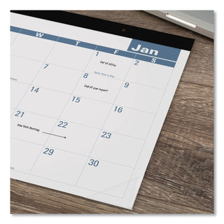 AT-A-GLANCE® Easy-to-Read Monthly Desk Pad, 22 x 17, White/Blue Sheets, Black Binding, Clear Corners, 12-Month (Jan to Dec): 2025 (AAGSKLP2432)