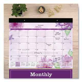 AT-A-GLANCE® Beautiful Day Desk Pad Calendar, Floral Artwork, 21.75 x 17, Assorted Color Sheets, Black Binding, 12-Month (Jan-Dec): 2025 (AAGSK38704)