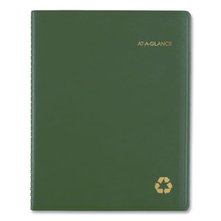 AT-A-GLANCE® Recycled Weekly Vertical-Column Format Appointment Book, 11 x 8.25, Green Cover, 12-Month (Jan to Dec): 2025 (AAG70950G60)