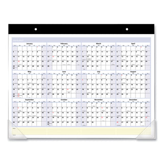 AT-A-GLANCE® QuickNotes Desk Pad, 22 x 17, White/Blue/Yellow Sheets, Black Binding, Clear Corners, 13-Month: Jan 2025 to Jan 2026 (AAGSK70000)