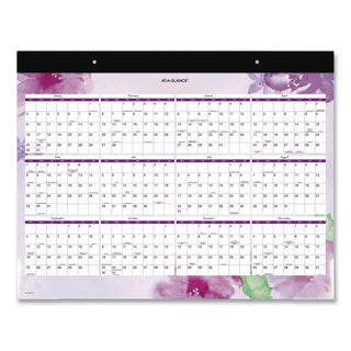 AT-A-GLANCE® Beautiful Day Desk Pad Calendar, Floral Artwork, 21.75 x 17, Assorted Color Sheets, Black Binding, 12-Month (Jan-Dec): 2025 (AAGSK38704)