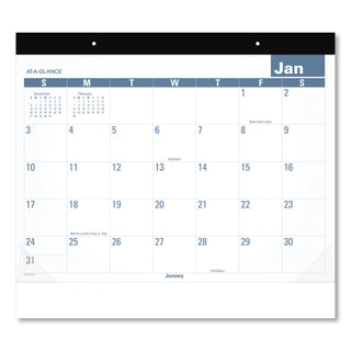 AT-A-GLANCE® Easy-to-Read Monthly Desk Pad, 22 x 17, White/Blue Sheets, Black Binding, Clear Corners, 12-Month (Jan to Dec): 2025 (AAGSKLP2432)
