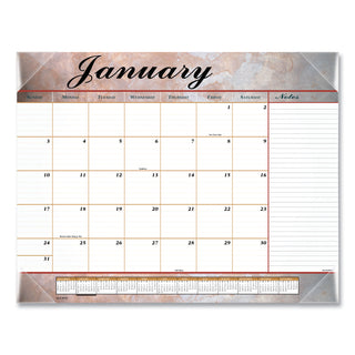 AT-A-GLANCE® Marbled Desk Pad, Marbled Stone Artwork, 22 x 17, White/Multicolor Sheets, Clear Corners, 12-Month (Jan to Dec): 2025 (AAG89702)