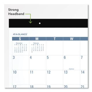 AT-A-GLANCE® Easy-to-Read Monthly Desk Pad, 22 x 17, White/Blue Sheets, Black Binding, Clear Corners, 12-Month (Jan to Dec): 2025 (AAGSKLP2432)
