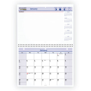 AT-A-GLANCE® QuickNotes Desk/Wall Calendar, 3-Hole Punched, 11 x 8, White/Blue/Yellow Sheets, 12-Month (Jan to Dec): 2025 (AAGPM5028)