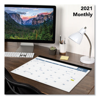 AT-A-GLANCE® Easy-to-Read Monthly Desk Pad, 22 x 17, White/Blue Sheets, Black Binding, Clear Corners, 12-Month (Jan to Dec): 2025 (AAGSKLP2432)