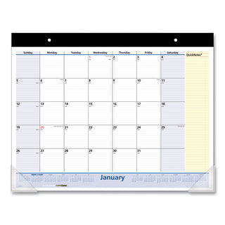 AT-A-GLANCE® QuickNotes Desk Pad, 22 x 17, White/Blue/Yellow Sheets, Black Binding, Clear Corners, 13-Month: Jan 2025 to Jan 2026 (AAGSK70000)