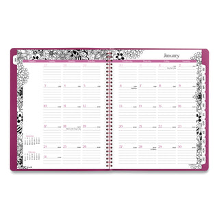 Cambridge® Floradoodle Weekly/Monthly Professional Planner, Floral Artwork, 11 x 8.5, Black/White Cover, 12-Month (Jan-Dec): 2025 (AAG589905)