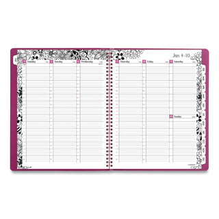Cambridge® Floradoodle Weekly/Monthly Professional Planner, Floral Artwork, 11 x 8.5, Black/White Cover, 12-Month (Jan-Dec): 2025 (AAG589905)