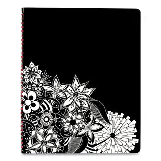 Cambridge® Floradoodle Weekly/Monthly Professional Planner, Floral Artwork, 11 x 8.5, Black/White Cover, 12-Month (Jan-Dec): 2025 (AAG589905)