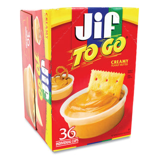 Jif To Go® Spreads, Creamy Peanut Butter, 1.5 oz Cup, 36 Cups/Box (GRR22000535)
