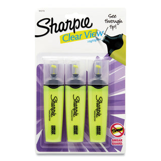 Sharpie® Clearview Tank-Style Highlighter, Yellow Ink, Chisel Tip, Yellow/Black/Clear Barrel, 3/Pack (SAN1904613)