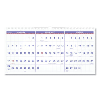 AT-A-GLANCE® Deluxe Three-Month Reference Wall Calendar, Horizontal Orientation, 24 x 12, White Sheets, 15-Month: Dec 2024 to Feb 2026 (AAGPM1428)