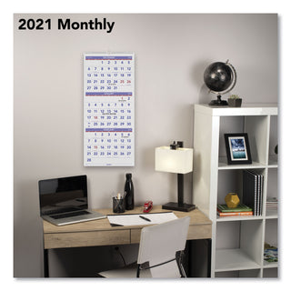 AT-A-GLANCE® Deluxe Three-Month Reference Wall Calendar, Vertical Orientation, 12 x 27, White Sheets, 14-Month: Dec 2024 to Jan 2026 (AAGPM1128)