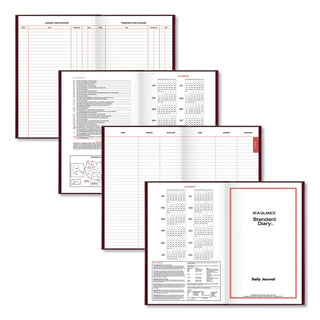 AT-A-GLANCE® Standard Diary Daily Journal, 2025 Edition, Wide/Legal Rule, Red Cover, (210) 12 x 7.75 Sheets (AAGSD37713)