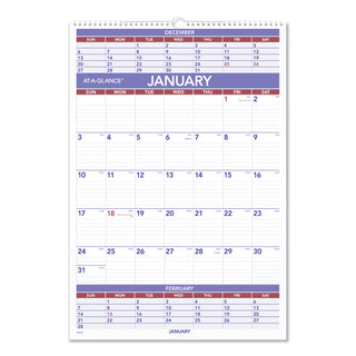 AT-A-GLANCE® Three-Month Wall Calendar, 15.5 x 22.75, White Sheets, 12-Month (Jan to Dec): 2025 (AAGPM628)