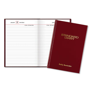 AT-A-GLANCE® Standard Diary Daily Reminder Book, 2025 Edition, Medium/College Rule, Red Cover, (201) 7.5 x 5.13 Sheets (AAGSD38713)