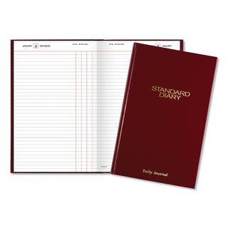 AT-A-GLANCE® Standard Diary Daily Journal, 2025 Edition, Wide/Legal Rule, Red Cover, (210) 12 x 7.75 Sheets (AAGSD37713)