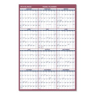AT-A-GLANCE® Vertical/Horizontal Wall Calendar, 24 x 36, White/Blue/Red Sheets, 12-Month (Jan to Dec): 2025 (AAGPM21228)