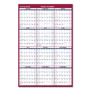 AT-A-GLANCE® Erasable Vertical/Horizontal Wall Planner, 24 x 36, White/Blue/Red Sheets, 12-Month (Jan to Dec): 2025 (AAGPM2628)