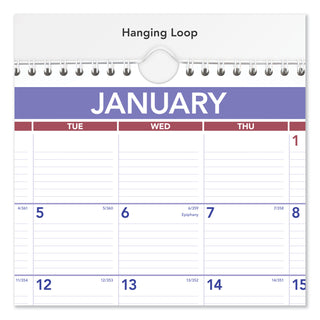AT-A-GLANCE® Monthly Wall Calendar, 15 x 12, White/Red/Blue Sheets, 12-Month (Jan to Dec): 2025 (AAGPM828)