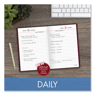 AT-A-GLANCE® Standard Diary Daily Reminder Book, 2025 Edition, Medium/College Rule, Red Cover, (201) 7.5 x 5.13 Sheets (AAGSD38713)