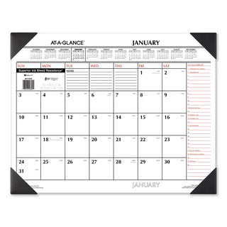 AT-A-GLANCE® Two-Color Monthly Desk Pad Calendar, 22 x 17, White Sheets, Black Corners, 12-Month (Jan to Dec): 2025 (AAGSK117000)