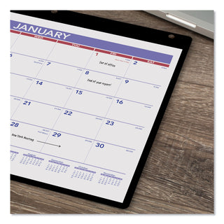 AT-A-GLANCE® Monthly Desk/Wall Calendar with Plastic Backboard and Bonus Pages, 11 x 8, White/Violet/Red Sheets, 12-Month (Jan-Dec): 2025 (AAGSK800)