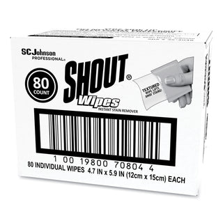 Shout® Wipe & Go Instant Stain Remover, 4.7 x 5.9, 80 Packets/Carton (SJN686661)