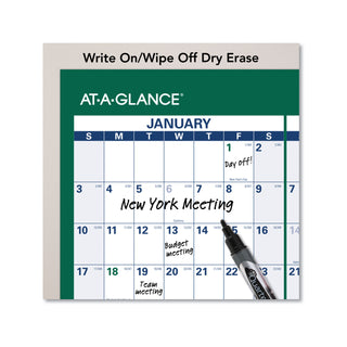 AT-A-GLANCE® Vertical Erasable Wall Planner, 24 x 36, White/Green Sheets, 12-Month (Jan to Dec): 2025 (AAGPM21028)