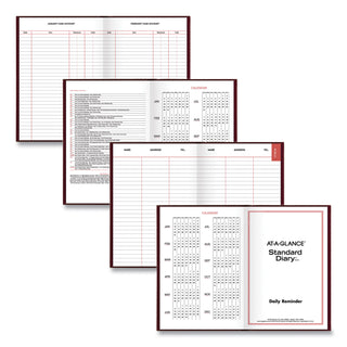 AT-A-GLANCE® Standard Diary Daily Reminder Book, 2025 Edition, Medium/College Rule, Red Cover, (201) 7.5 x 5.13 Sheets (AAGSD38713)