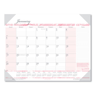 House of Doolittle™ Recycled Monthly Desk Pad Calendar, Breast Cancer Awareness Artwork, 18.5 x 13, Black Binding/Corners,12-Month(Jan-Dec): 2025 (HOD1466)