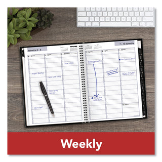 AT-A-GLANCE® DayMinder Hardcover Weekly Vertical-Column Format Appointment Book, 11 x 8, Black Cover, 12-Month (Jan to Dec): 2025 (AAGG520H00)