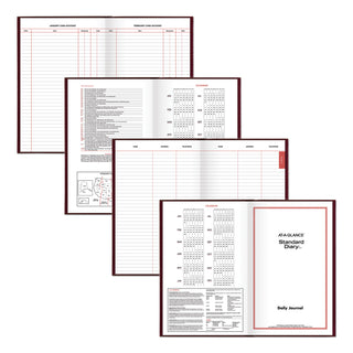 AT-A-GLANCE® Standard Diary Daily Diary, 2025 Edition, Wide/Legal Rule, Red Cover, (200) 12 x 7.75 Sheets (AAGSD37613)