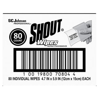 Shout® Wipe & Go Instant Stain Remover, 4.7 x 5.9, 80 Packets/Carton (SJN686661)