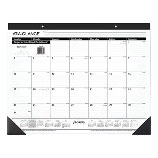 AT-A-GLANCE® Ruled Desk Pad, 22 x 17, White Sheets, Black Binding, Black Corners, 12-Month (Jan to Dec): 2025 (AAGSK2400)