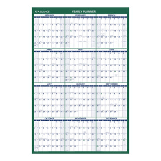 AT-A-GLANCE® Vertical Erasable Wall Planner, 24 x 36, White/Green Sheets, 12-Month (Jan to Dec): 2025 (AAGPM21028)