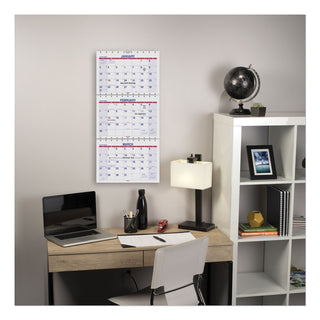 AT-A-GLANCE® Move-A-Page Three-Month Wall Calendar, 12 x 27, White/Red/Blue Sheets, 15-Month: Dec 2024 to Feb 2026 (AAGPMLF1128)