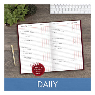 AT-A-GLANCE® Standard Diary Daily Journal, 2025 Edition, Wide/Legal Rule, Red Cover, (210) 12 x 7.75 Sheets (AAGSD37713)