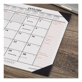 AT-A-GLANCE® Two-Color Monthly Desk Pad Calendar, 22 x 17, White Sheets, Black Corners, 12-Month (Jan to Dec): 2025 (AAGSK117000)