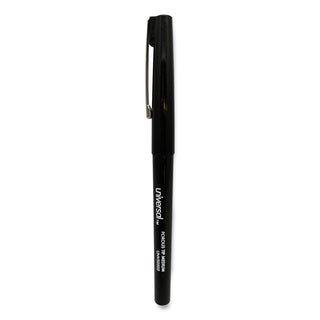 Universal® Porous Point Pen, Stick, Medium 0.7 mm, Black Ink, Black Barrel, Dozen (UNV50502)