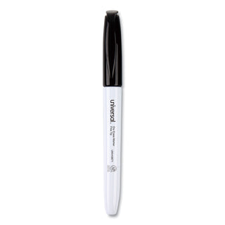 Universal® Pen Style Dry Erase Marker, Fine Bullet Tip, Black, Dozen (UNV43671)