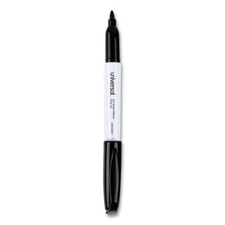 Universal® Pen Style Dry Erase Marker, Fine Bullet Tip, Black, Dozen (UNV43671)
