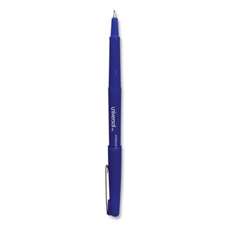 Universal® Porous Point Pen, Stick, Medium 0.7 mm, Blue Ink, Blue Barrel, Dozen (UNV50501)