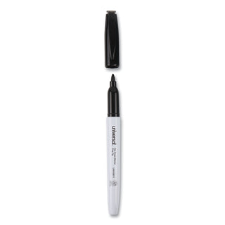 Universal® Pen Style Dry Erase Marker, Fine Bullet Tip, Black, Dozen (UNV43671)