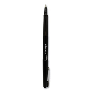 Universal® Porous Point Pen, Stick, Medium 0.7 mm, Black Ink, Black Barrel, Dozen (UNV50502)