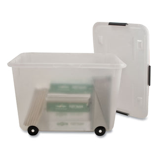 Advantus Rolling 15-Gal. Storage Box, Letter/Legal Files, 23.75" x 15.75" x 15.75", Clear (AVT34009)